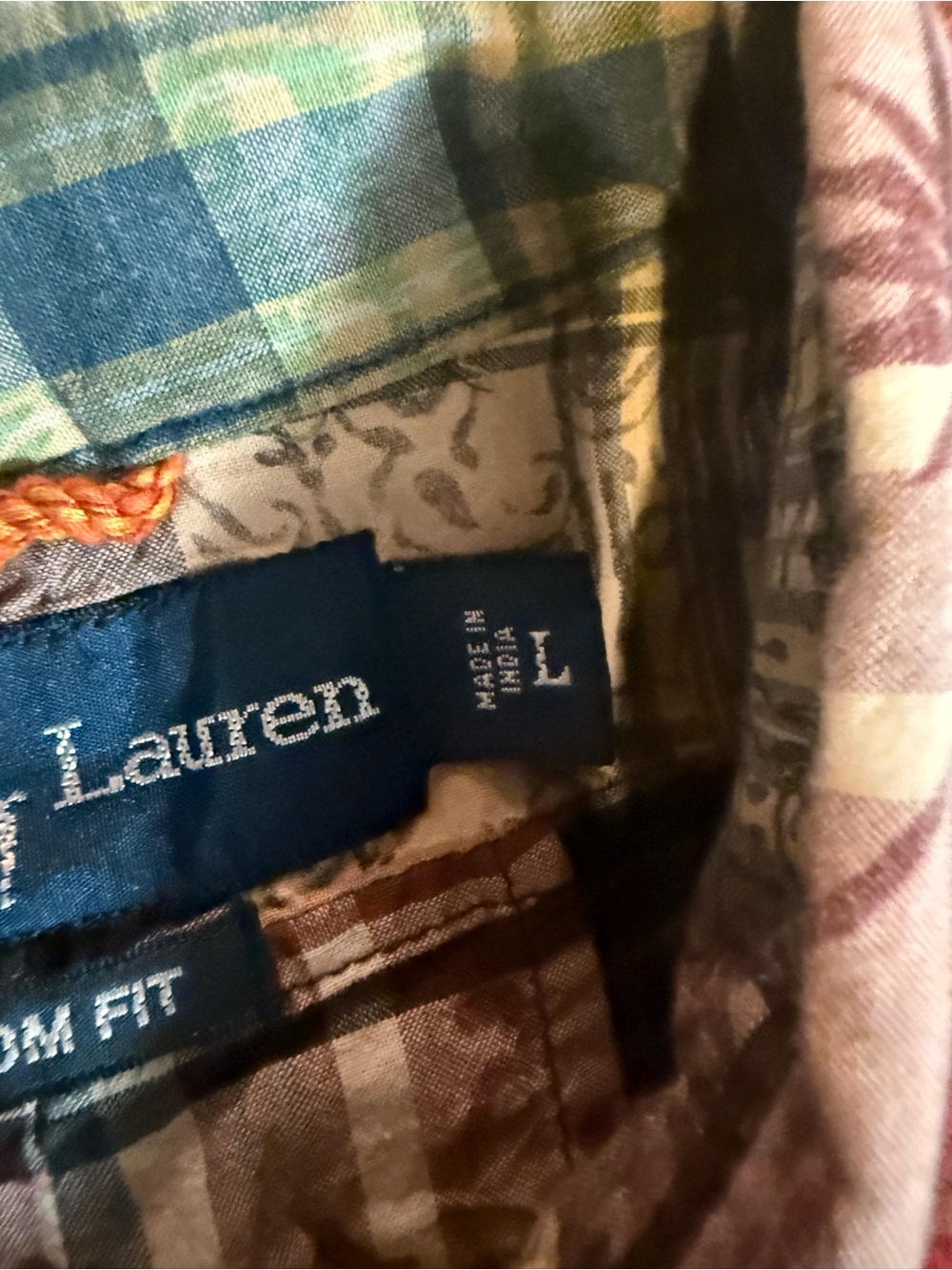 Ralph Lauren Polo Men’s Lg Plaid Madras Patchwork Button Down Vintage Shirt - Picture 7 of 8